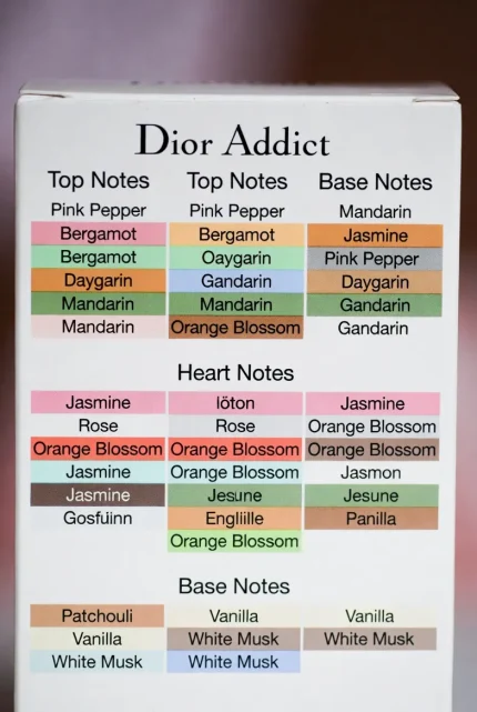 نمودار نت‌های بویایی عطر Dior Addict