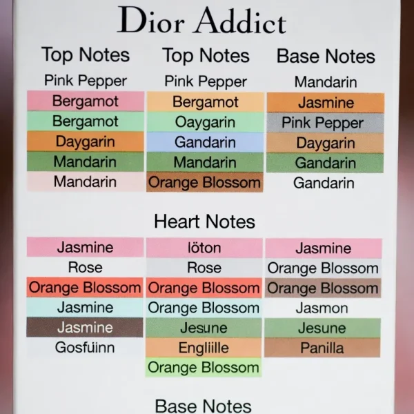 نمودار نت‌های بویایی عطر Dior Addict